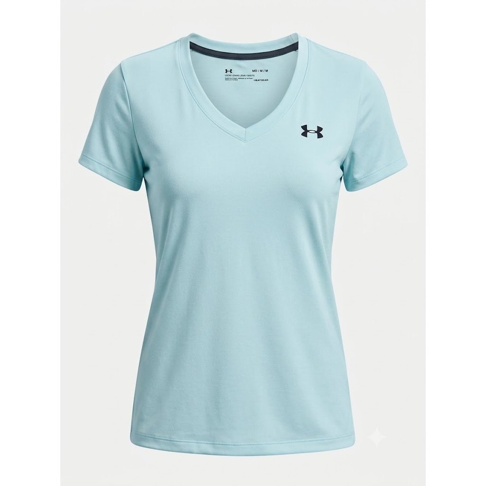Under Armour HeatGear Womens V-Neck Short Sleeve Tee Robin's Egg Blue Medium